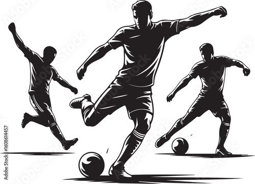 Football Kick Silhouette Vector Pack   Dynamic Striker Poses in Clean Minimalist Style
