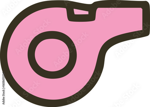 Pink Whistle Icon for Sports and Coaching.