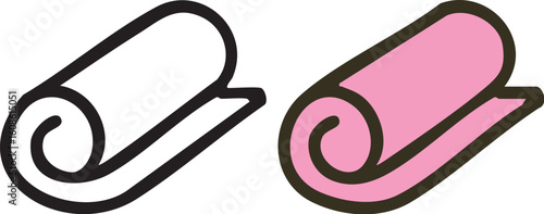 Rolled Yoga Mat Icon Illustration.