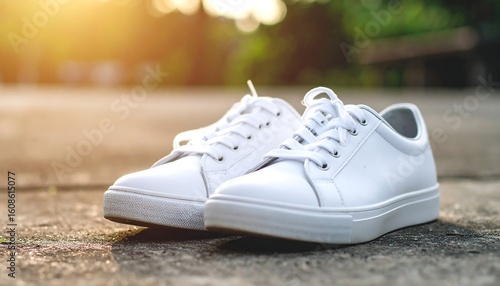 White sneakers on pavement