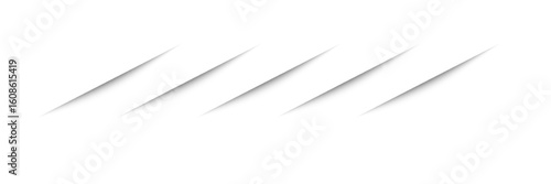 Paper sheet shadow effect. 3D line edge shape. Transparent realistic sheet dividers. Web banner vector drop soft shadows.