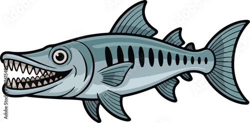 barracuda with sharp teeth, Transparent png vector