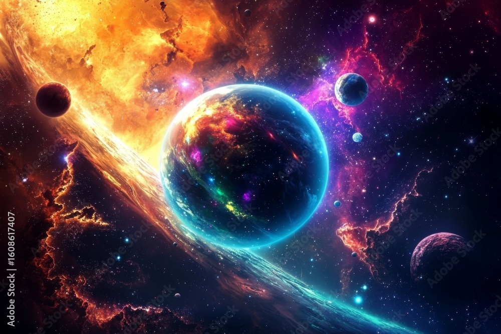 Obraz premium Stunning cosmic imagery with an array of bright celestial bodies.