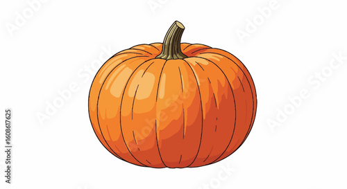 Vibrant Orange Pumpkin Illustration for Autumn Equinox, Fall Harvest, Halloween, Thanksgiving, and Seasonal Decor