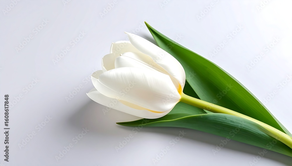 Obraz premium White tulip on gray background