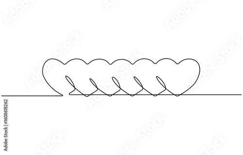 Continuous line art drawing buntings garland. Celebration party hand drawn flags, One line party garland sketch. Hand drawn elements.