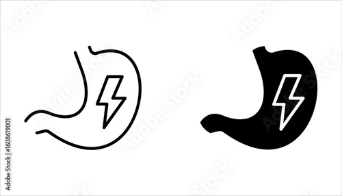 Stomach Icon Set, Simple Medical Illustration Vector Design, on white background.