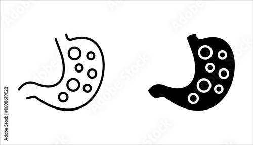 Stomach Icon Set, Simple Medical Illustration Vector Design, on white background.