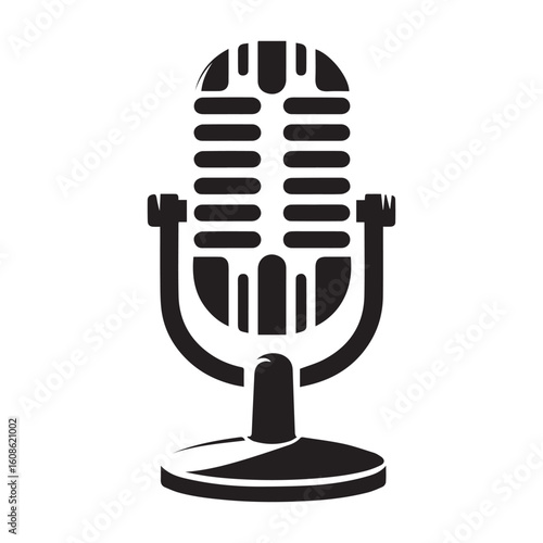 microphone   vector silhouette  Graphic white background design 