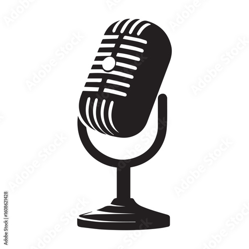 microphone   vector silhouette  Graphic white background design 