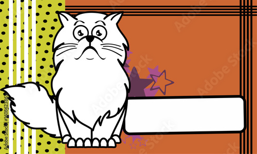 funny white cat cartoon copy space background in vector art