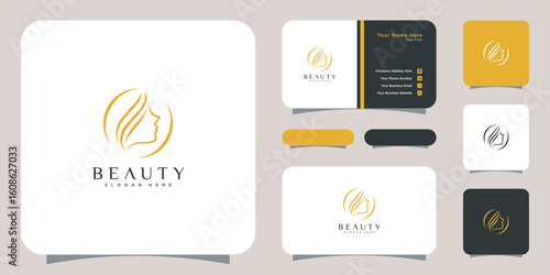 women face beauty logo vector design and business card