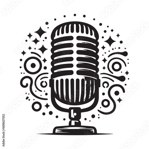 microphone   vector silhouette  Graphic white background design 