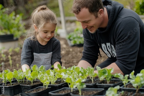 Wallpaper Mural Father and daughter working together in the garden, planting seedlings and spending quality time together while fostering a shared hobby and the joy of fatherhood, Generative AI Torontodigital.ca