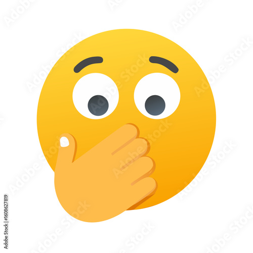 3D-Icon – Besorgtes Emoji mit Hand vor dem Mund