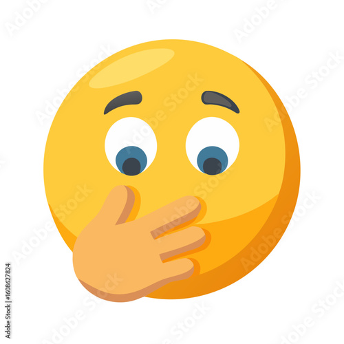 3D-Icon – Besorgtes Emoji mit Hand vor dem Mund