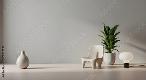 Minimalist Interior Scene with Modern Decor and Natural Elements
