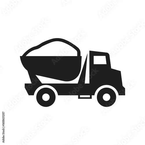Construction dump truck silhouette vector illustration