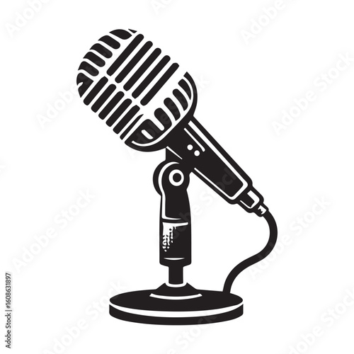 microphone   vector silhouette  Graphic white background design 