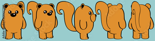 cute squirrel character cartoon perspective collection set illustration in vector art