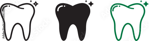 Clean sparkling tooth icon representing dental hygiene and Vector, Graphics 