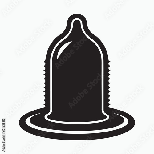 Black Condom Icon on White Background – Contraception and Sexual Health Vector
