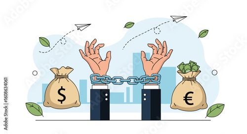 Financial bondage illustrating the powerful grip of money on individuals and societies worldwide