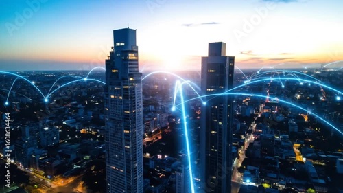 City network at twilight