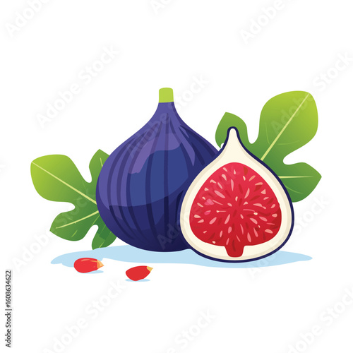 Drawing of Figs with a Monstera Leaf Background - AI Generated
