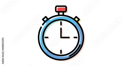 A simple blue stopwatch icon with minimalist design clearly showing the passage of time for your projects