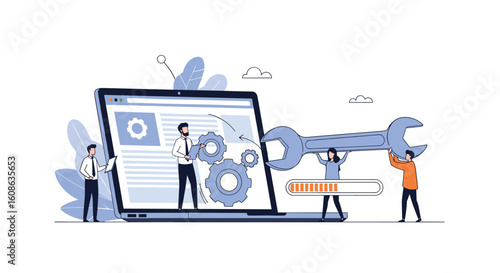 Illustrating the collaborative effort behind effective business system maintenance and technological solution implementation for enhanced operational efficiency