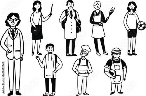 Diverse people in various professions and activities