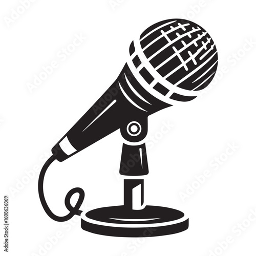 microphone   vector silhouette  Graphic white background design 