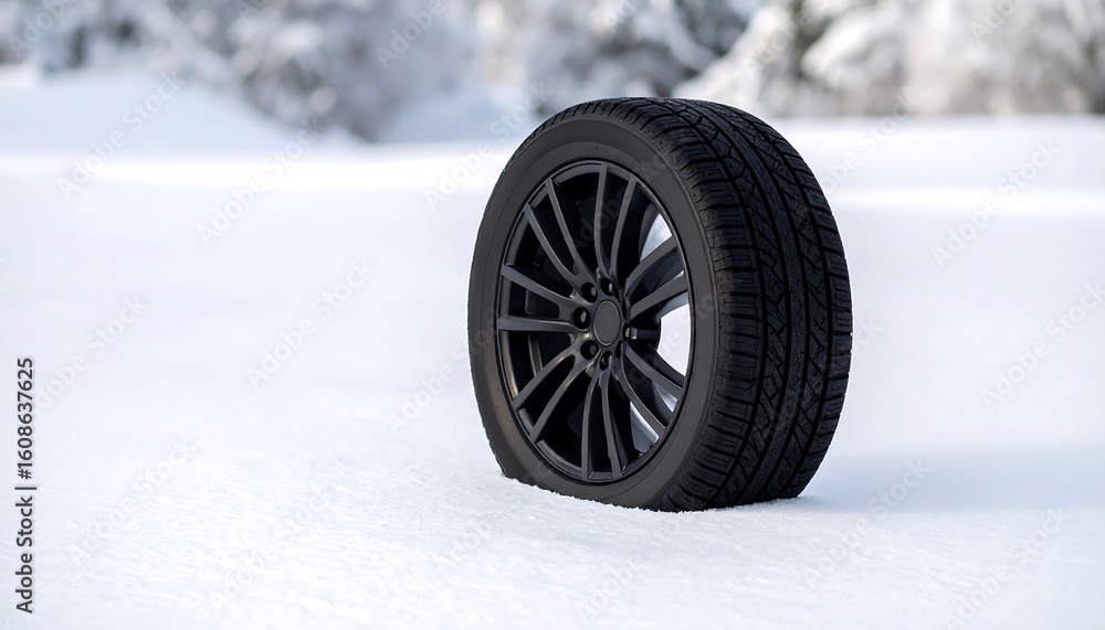 Naklejka premium Winter tire on snow