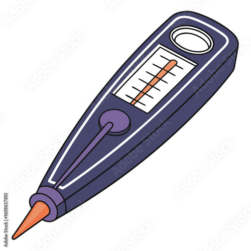 Vector Illustration of a Medical Penlight in Modern Style with Orange Indicator