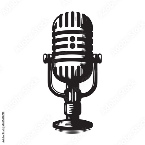 microphone   vector silhouette  Graphic white background design 