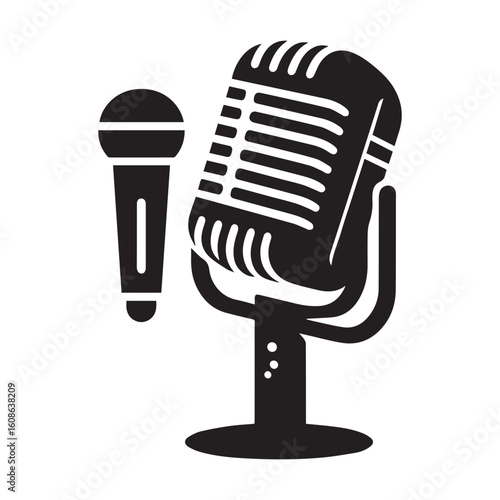 microphone   vector silhouette  Graphic white background design 