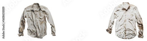 Dirty white shirt isolated on a transparent background