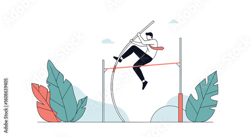Athlete soaring over the bar during a high stakes pole vault competition excelling in athletics achievement