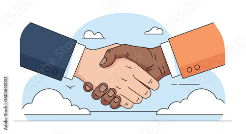 A symbol of successful business collaboration and partnership agreement between two diverse individuals sealing a deal