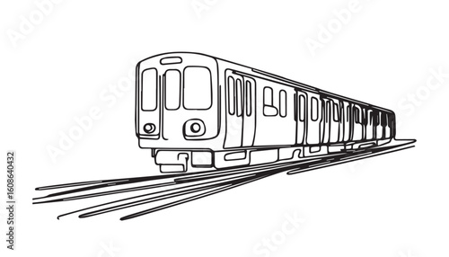Continuous one single minimal line drawing train