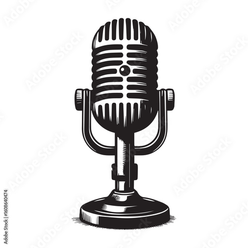 microphone   vector silhouette  Graphic white background design 