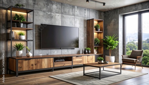 Wallpaper Mural Modern TV cabinet design in minimalist living room interior Torontodigital.ca