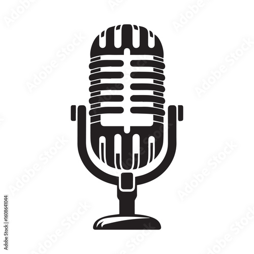 microphone   vector silhouette  Graphic white background design 