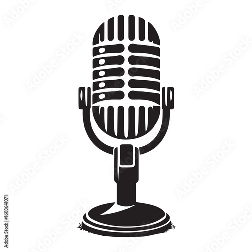 microphone   vector silhouette  Graphic white background design 