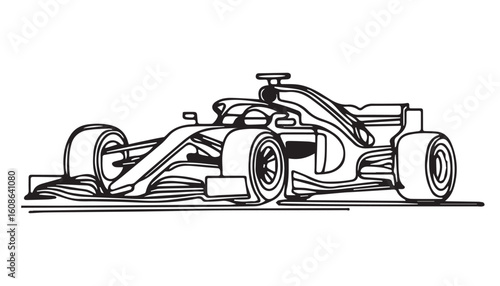 Continuous one single minimal line drawing formula 1 racing car