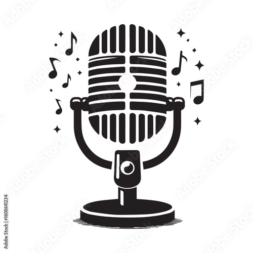 microphone   vector silhouette  Graphic white background design 