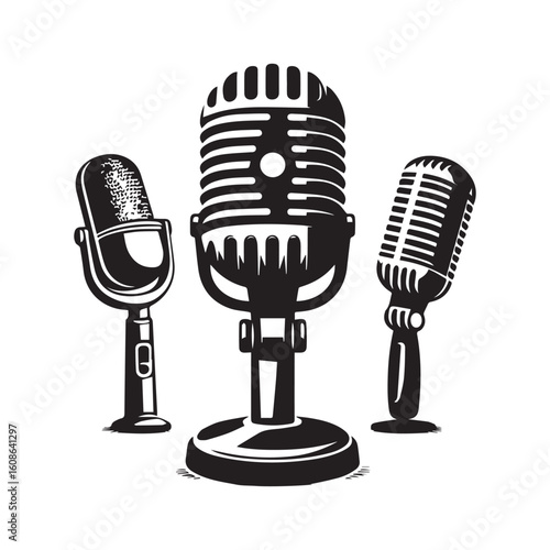 microphone   vector silhouette  Graphic white background design 