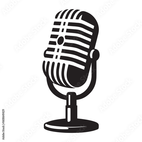 microphone   vector silhouette  Graphic white background design 