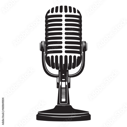 microphone   vector silhouette  Graphic white background design 